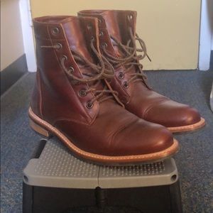 Brown lace-up boots
